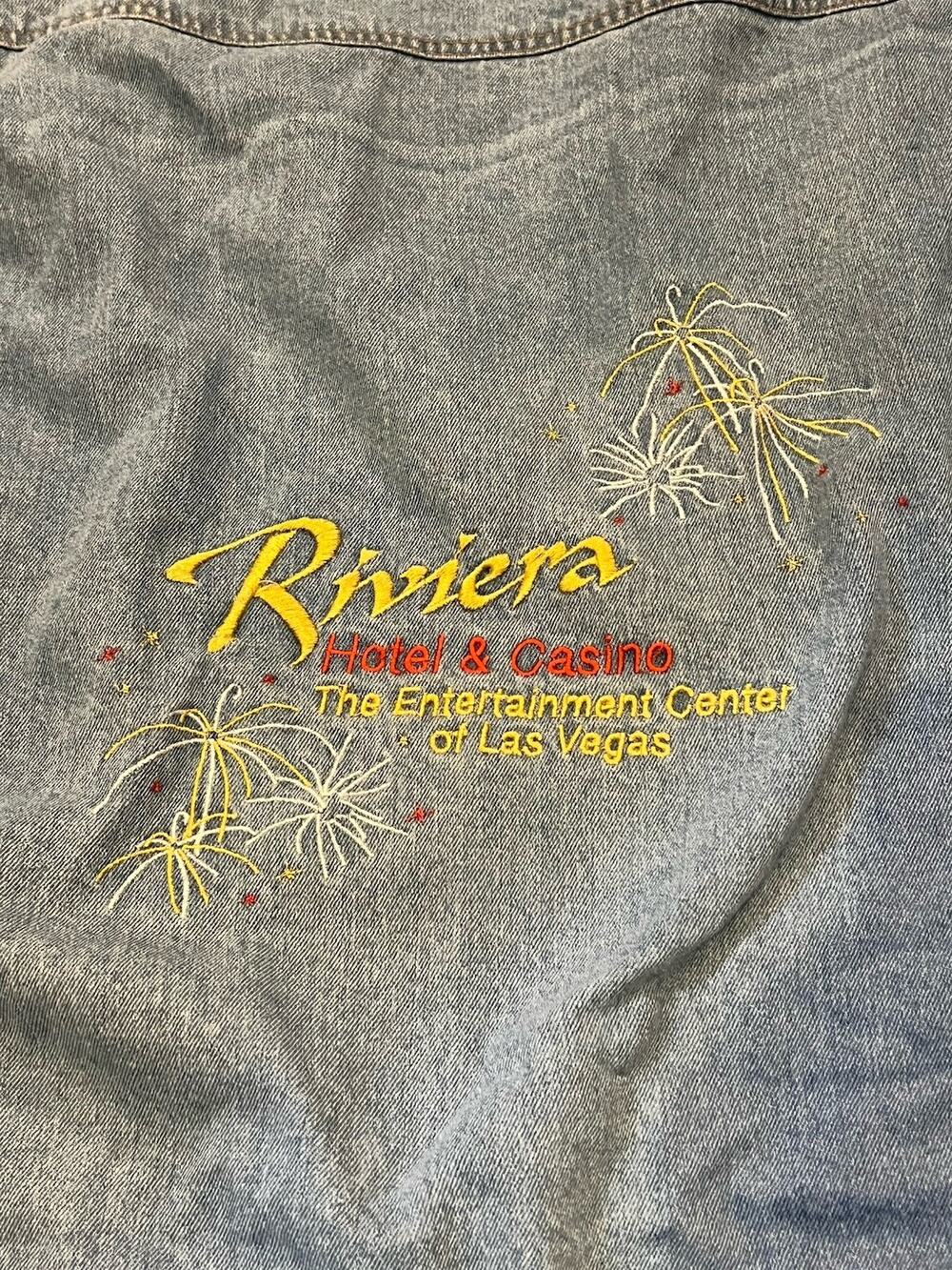 Vtg Las Vegas Riviera Hotel Casino Trucker Denim Jean Jacket Size XL 90'S READ